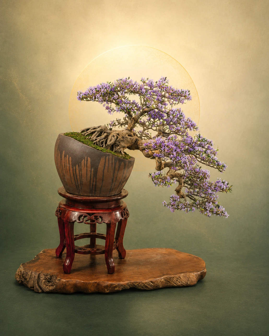 Tác phẩm bonsai hoa tím tinh tuyển